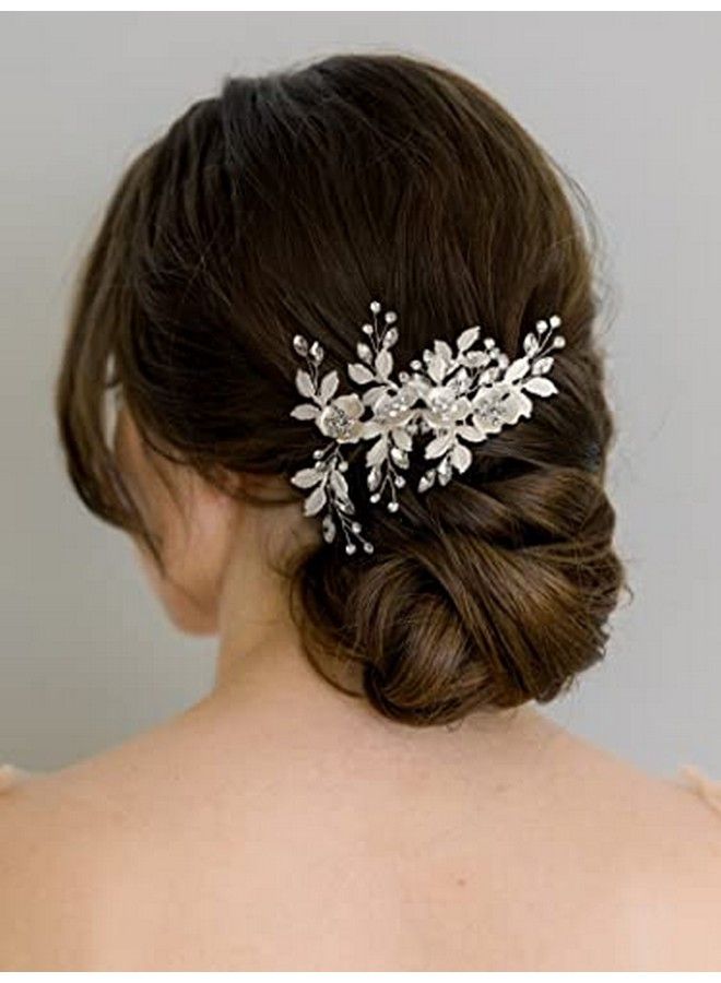 Wedding Hair Comb Rhinestone Bridal Hair Cliphandmade Wedding Hair Accessories For Brides And Bridesmaid Bridal Hair Pieces Wedding HeadpieceSilver