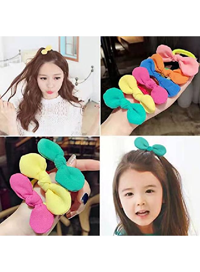 Lovef 9 Pcs Girl'S Bowknot Hair Rope Ponytail Kids Holder Elastic Hair Ties