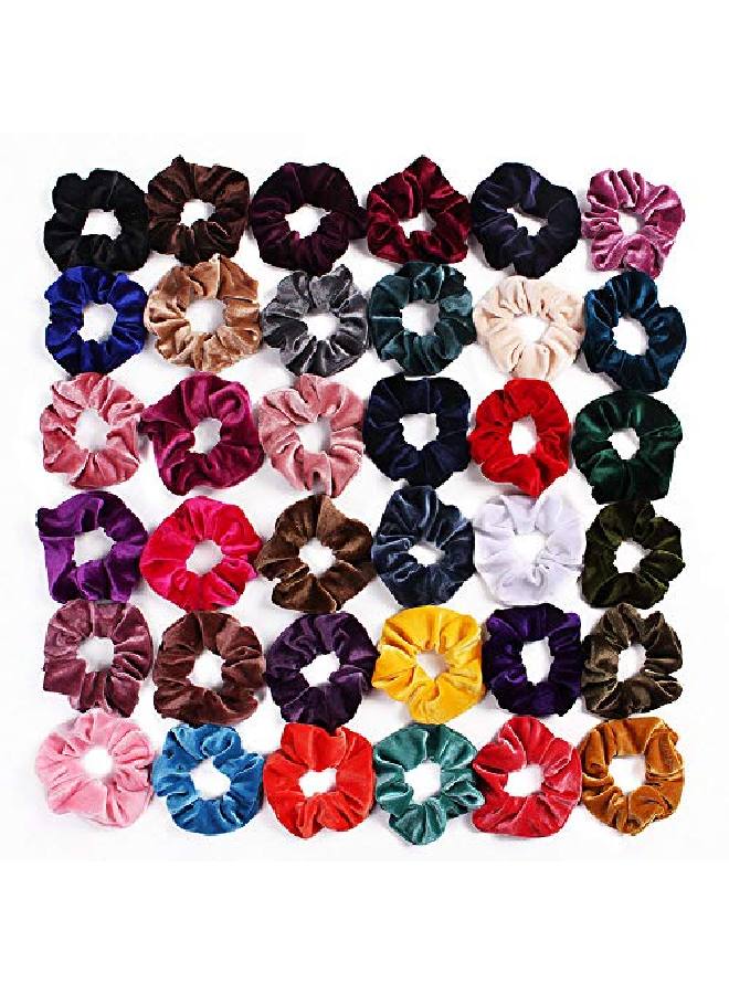 Lovef 7Pcs Soft Elegant Velvet Hair Scrunchies Elastic Hair Bands Ties Donut Hair Ponytail Holder Hair Accessories