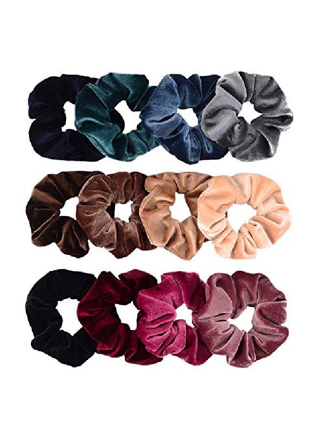 Lovef 7Pcs Soft Elegant Velvet Hair Scrunchies Elastic Hair Bands Ties Donut Hair Ponytail Holder Hair Accessories