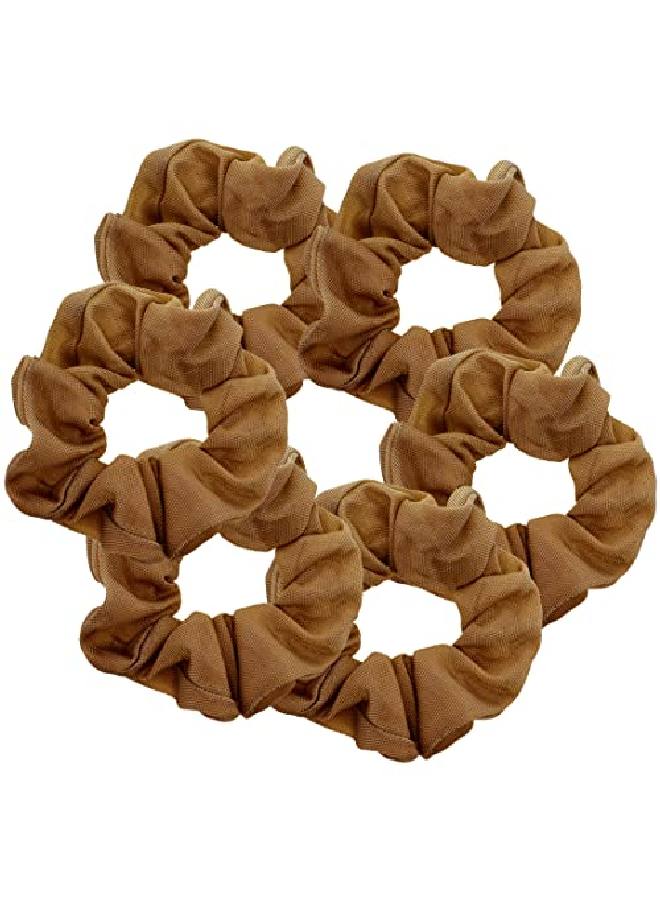 Large Solid Scrunchie Set Of 6 Tan