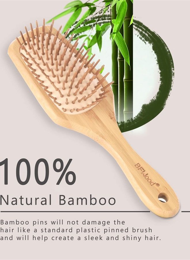 Bamboo Paddle Hairbrush with Bamboo Bristles for Massaging Scalp