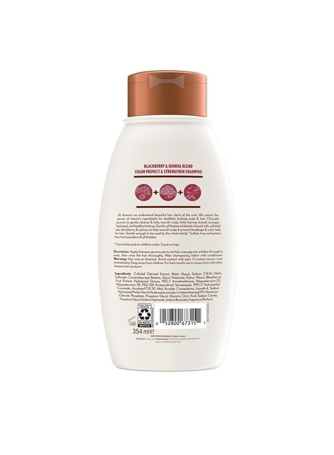 Blackberry Quinoa Protein Blend Sulfate-Free Shampoo for Color-Treated Hair Protection, Daily Strengthening & Moisturizing Shampoo, Paraben & Dye-Free, 12 Fl Oz