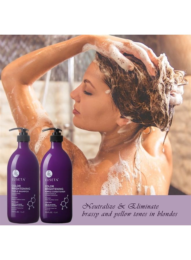 Luseta Purple Shampoo for Blonde Hair 16.9oz, Women Hair Shampoo for Grey Hair and Color Treated Hair, Best Purple Shampoo for Curly and Damaged Hair, Sulfate & Paraben Free