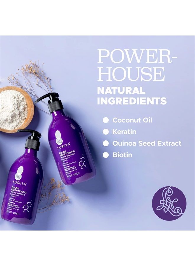 Luseta Purple Shampoo for Blonde Hair 16.9oz, Women Hair Shampoo for Grey Hair and Color Treated Hair, Best Purple Shampoo for Curly and Damaged Hair, Sulfate & Paraben Free