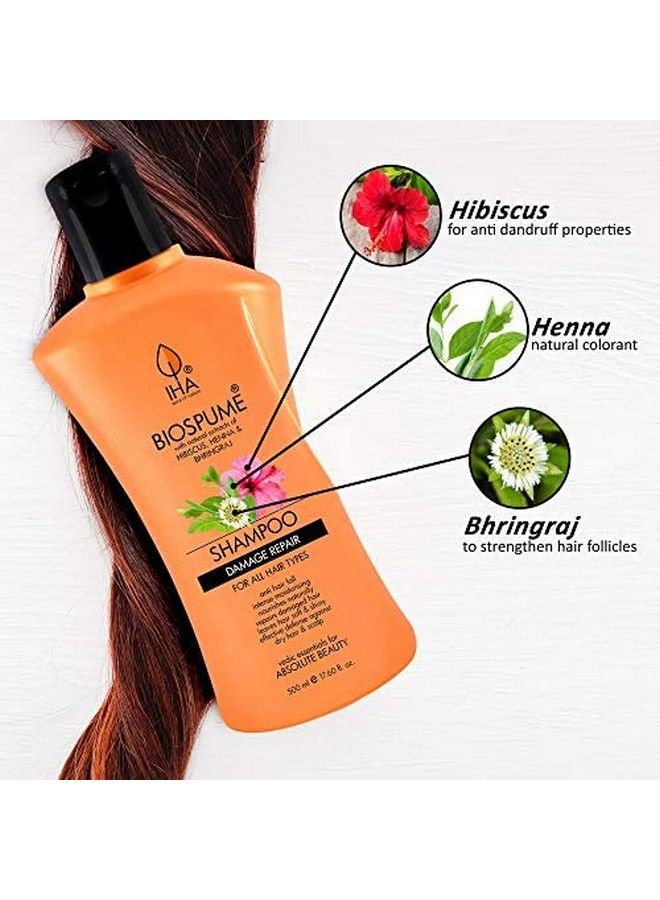 Biospume Herbal Anti Dandruff & Hair Fall Control Shampoo For Men Women 500 Ml For Dry Frizzy Hair With Shikakai Hibiscus Henna Bhringraj Sls & Paraben Free Natural & Mild For Daily Use