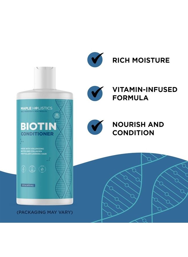 Biotin Hair Conditioner for Fine Hair - Collagen and Biotin Conditioner for Dry Hair Treatment Plus Thinning Hair Care - Pure Biotin Collagen Keratin Moisturizing Hair Conditioner for Damaged Dry Hair