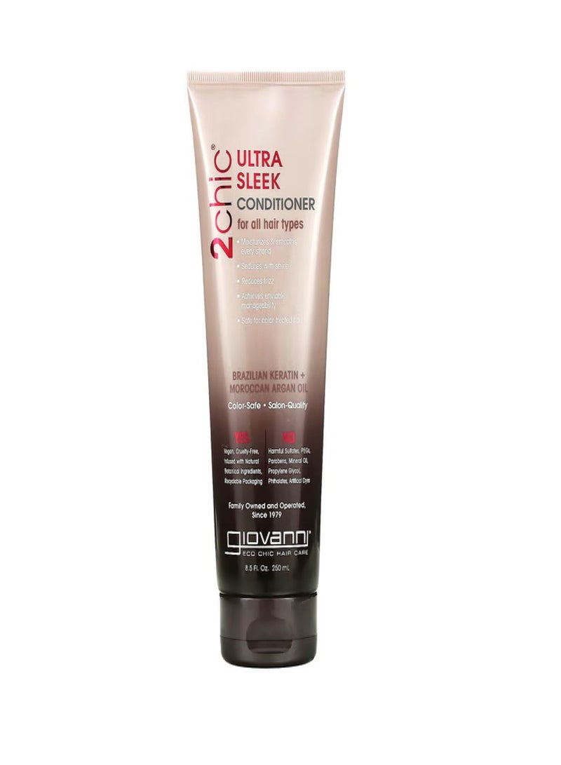 Giovanni 2chic  Ultra-Sleek Conditioner  For All Hair Types  Brazilian Keratin + Moroccan Argan Oil  8.5 fl oz (250 ml)