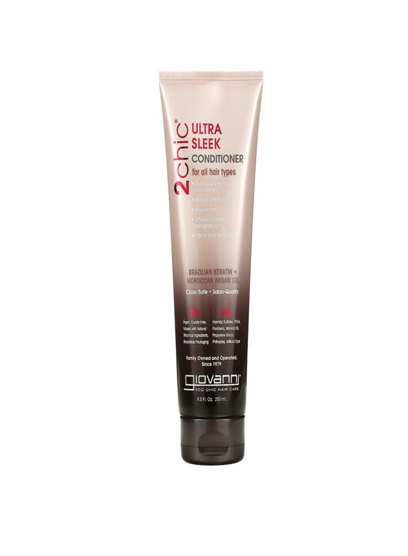 Giovanni 2chic  Ultra-Sleek Conditioner  For All Hair Types  Brazilian Keratin + Moroccan Argan Oil  8.5 fl oz (250 ml)