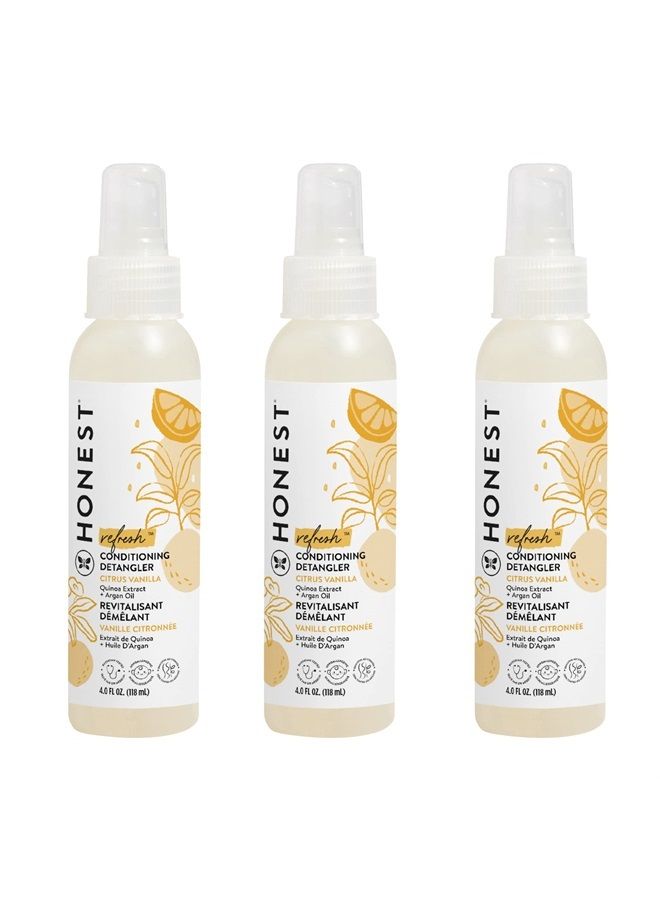 Conditioning Hair Detangler 3-Pack | Leave-in Conditioner + Fortifying Spray | Tear-free, Cruelty-Free, Hypoallergenic | Citrus Vanilla Refresh, 4 fl oz each (pack of 3)