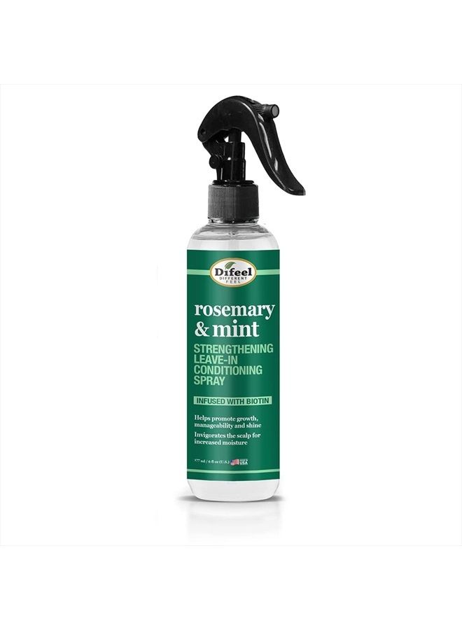 Rosemary and Mint Strengthening Leave-In Conditioning Spray with Biotin 6 oz. - Made with Natural Mint & Rosemary Oil for Hair Growth