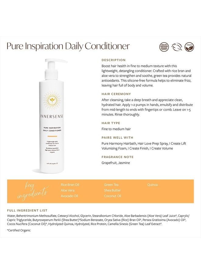 Organic Beauty - Natural Pure Inspiration Daily Conditioner | Non-Toxic, Cruelty-Free, Clean Haircare (10oz)