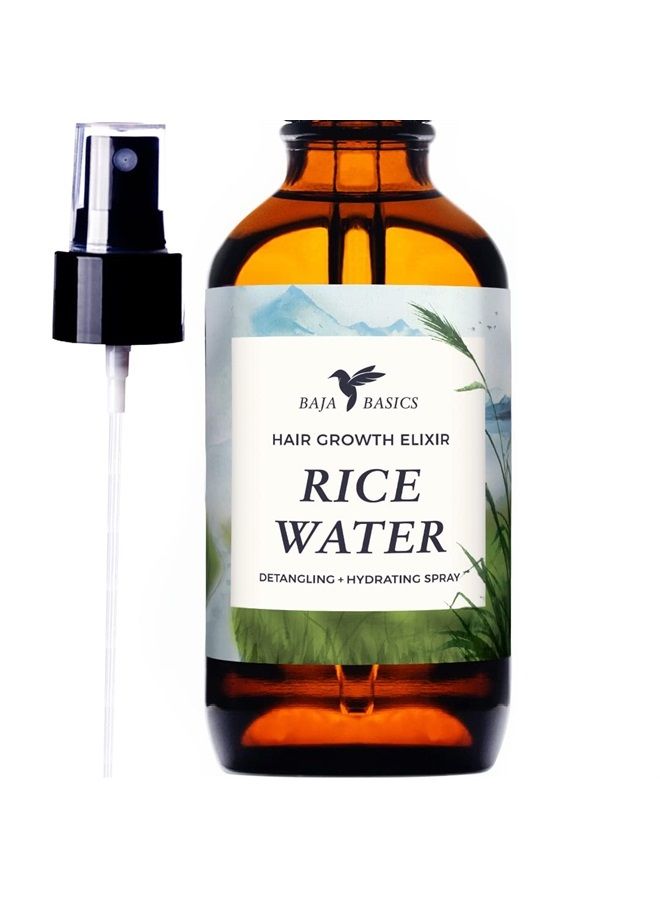 Rice Water For Hair Growth by Baja Basics, Thickness, Strength, Shine - Natural Leave-in Conditioner for Scalp, Dry Split End Moisturizer - Beauty Formula Mist Spray for Curly, Straight, Thick, Thin H