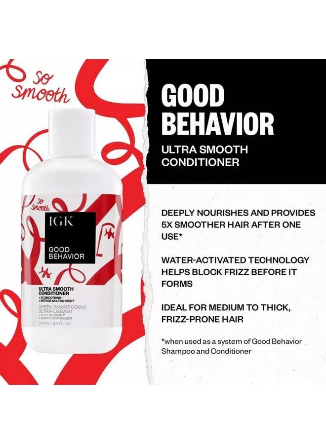 Gk Good Behavior Ultra Smooth Conditioner ; Frizz Control + Hydrates + Shine ; Vegan + Cruelty Free ; 8 Oz