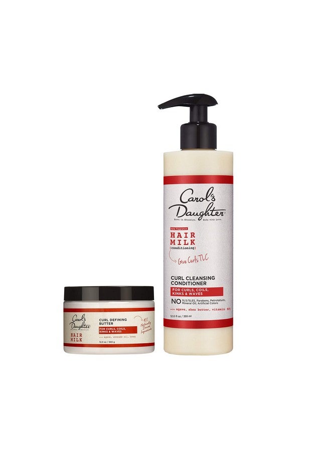 Carol’S Daughter Hair Milk Sulfate And Paraben Free Curl Cleansing Conditioner And Curl Defining Butter Gift Set Made With Agave Nectar And Shea Butter Best For 2B To 4A Curl Types