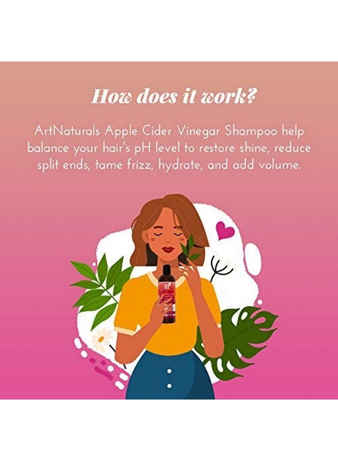 Apple Cider Vinegar Shampoo (12 Fl Oz / 355Ml) For All Hair Types Plant Base Blend Coconut Oil And Vitamin E For Split Ends Shine Stronger And Smoother