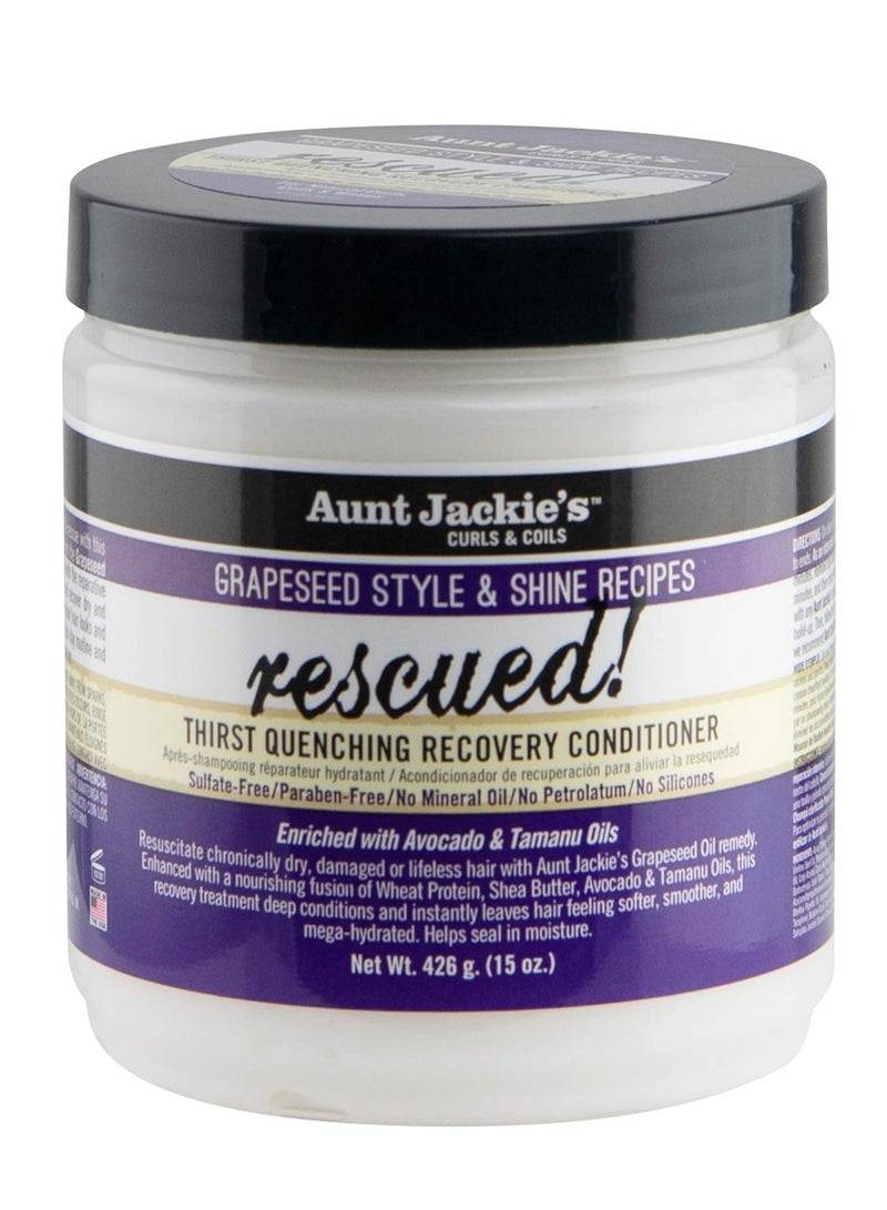 Aunt Jackie's grapeseed style and shine recipes rescued thirst quenching hair recovery conditioner repair treatment seals in moisture 15 oz