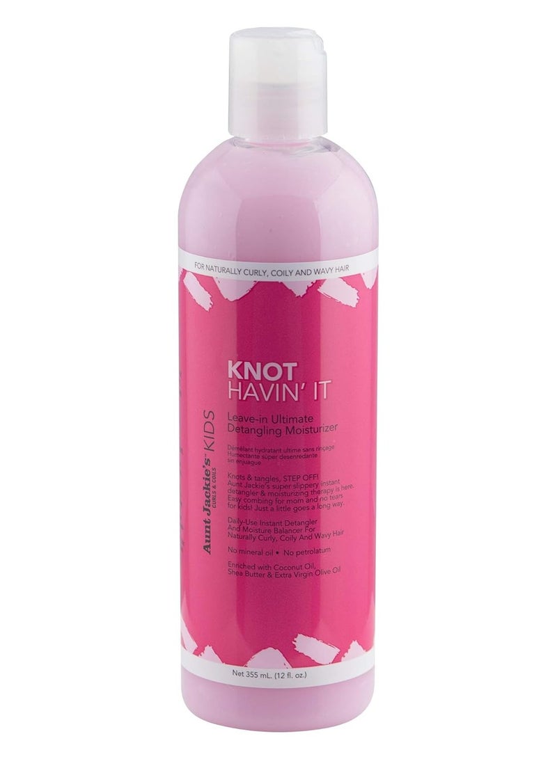 Aunt Jackie's kids knot havin' it leave in ultimate detangling hair moisturizer for naturally curly coily and wavy hair 12 oz