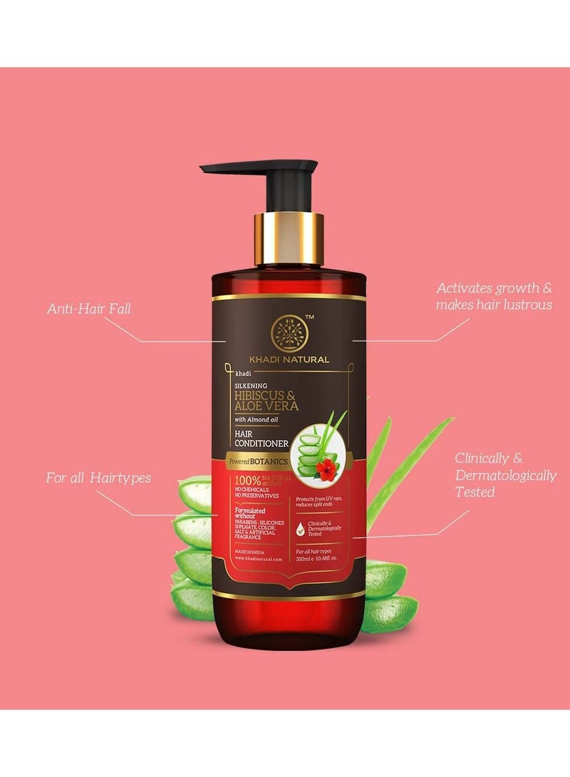 KHADI NATURAL Hibiscus and Aloe Vera Hair Conditioner Frizz Free Hair Improves Texture Control Hair Fall POWERED BOTANICS 310ML