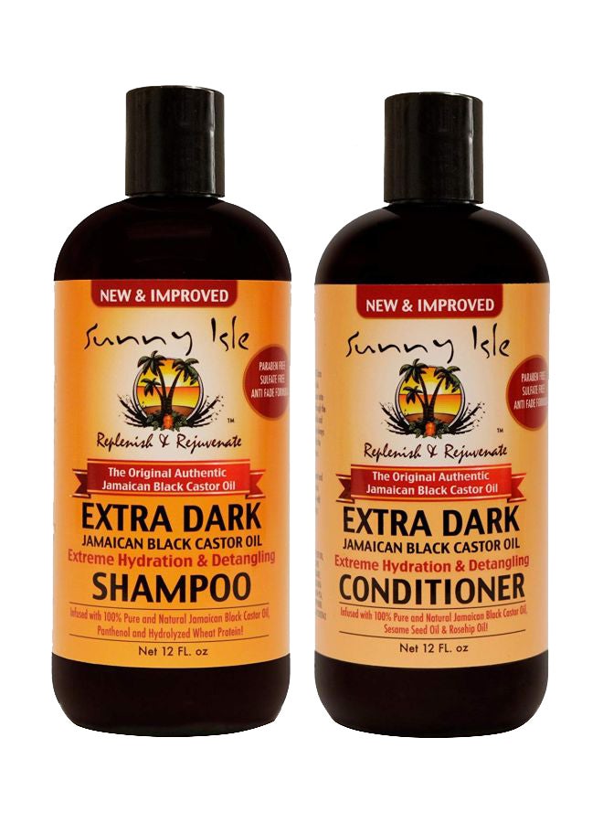 2-Piece Hydrating And Detangling Shampoo And Conditioner Set Black