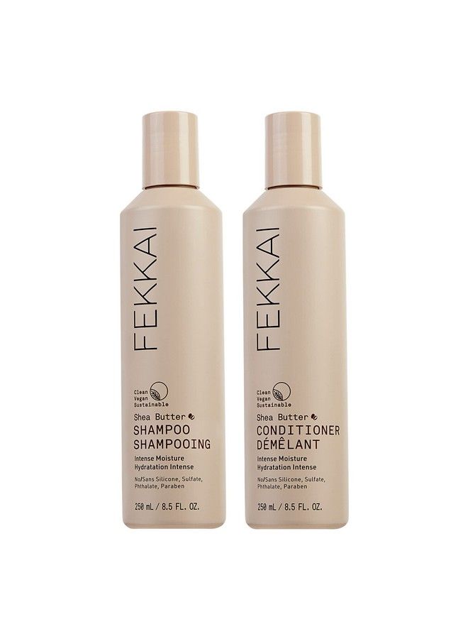 Shea Butter Intense Moisture Shampoo + Conditioner 8.5 Oz Bottle Of Each Provide Extreme Hydration Tame Frizz & Repair Split Ends Salon Grade Ewg Compliant Vegan & Cruelty Free