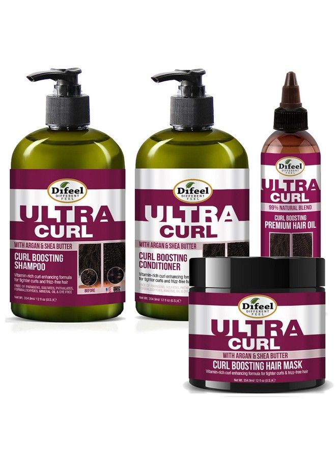 Ultra Curl 4Pc Curl Enhancing Hair Care Set : Shampoo 12 Oz Conditioner 12 Oz Hair Mask 12 Oz & Hair Oil 8Oz