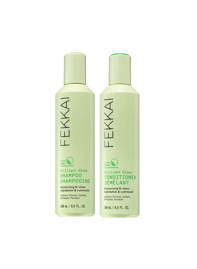 Ekkai Brilliant Gloss Shampoo + Conditioner 8.5 Oz Bottle Of Each Revives & Nourishes Dry Frizzprone Hair Salon Grade Ewg Compliant Vegan & Cruelty Free