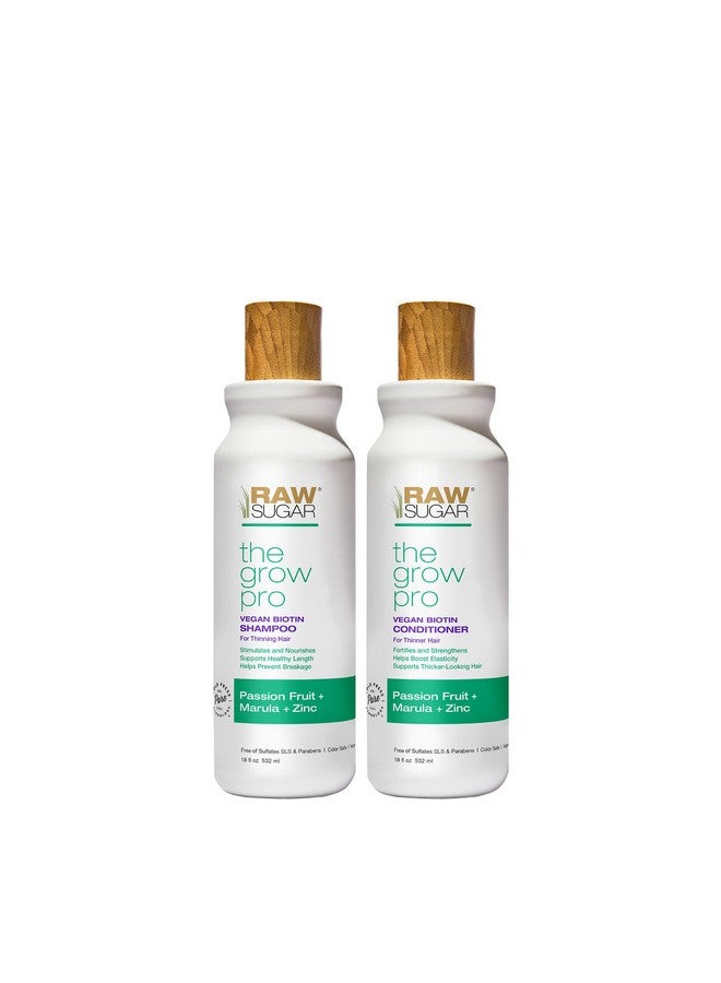 Aw Sugar Grow Pro Hair Care Bundle Shampoo & Conditioner With Vegan Biotin For Antithinning & Prolengthening Passion Fruit & Marula For Fuller Hair Formulated Without Sulfates + Parabens