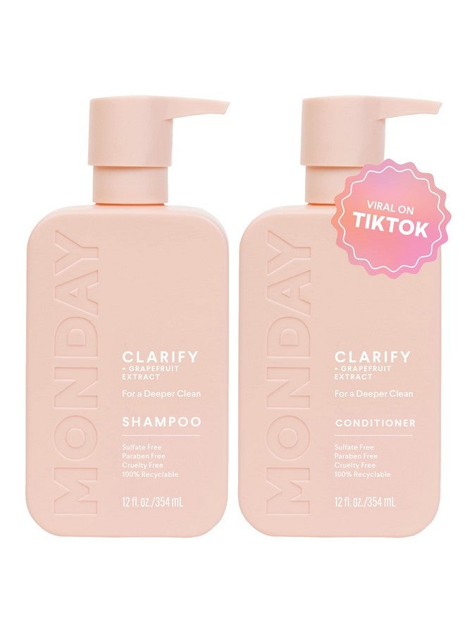 Onday Haircare Clarify Shampoo And Conditioner Set 12Oz For Oily Hair Made With Grapefruit Extract Coconut Oil Shea Butter Vitamin E And Provitamin B5