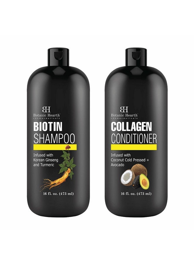 Otanic Hearth Biotin Shampoo And Conditioner With Collagen Fights Hair Loss & Thinning With Korean Ginseng & Turmeric Conditioner Promotes Hair Growth With Avocado And Coconut 16 Fl Oz X 2