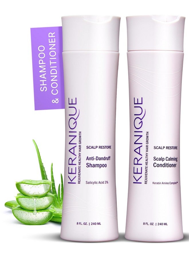 Anti Dandruff Shampoo & Scalp Restoring Conditioner Sulfatefree Gentle For Colortreated Hair Best For Thinning Hair & Dry Scalp Antidandruff Shampoo For Women & Deep Conditioner By Keranique