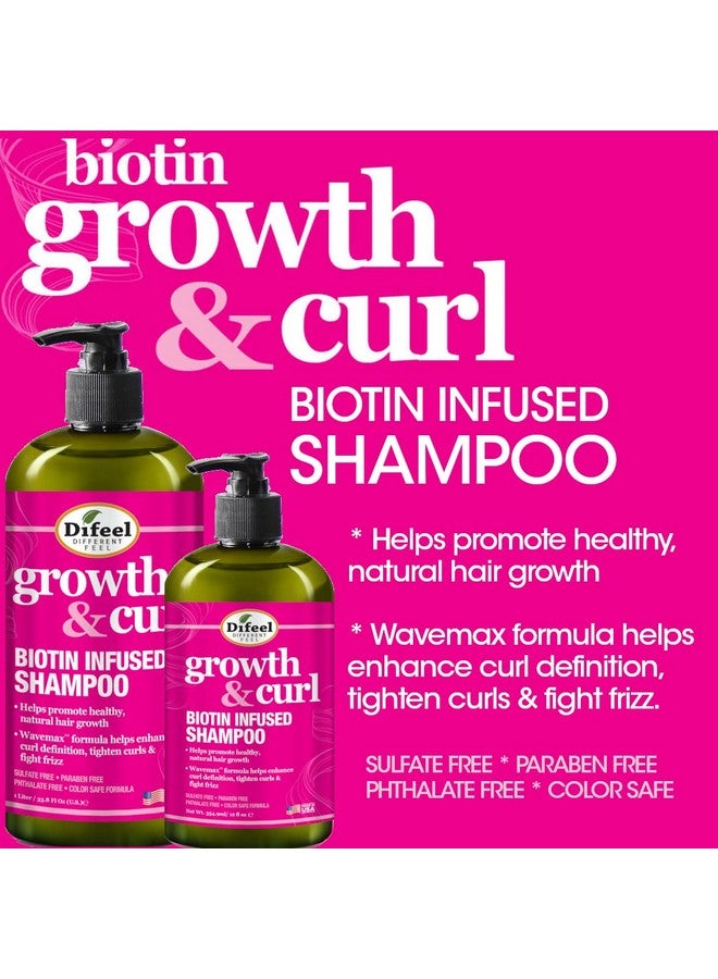 Growth And Curl Biotin Shampoo 12Oz & Conditioner 12Oz 2Pc Gift Box Curly Hair Shampoo & Curly Hair Conditioner Boxed Gift Set