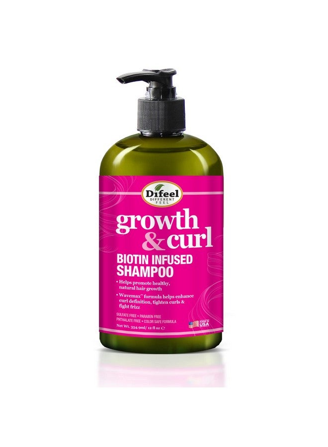 Growth And Curl Biotin Shampoo 12Oz & Conditioner 12Oz 2Pc Gift Box Curly Hair Shampoo & Curly Hair Conditioner Boxed Gift Set