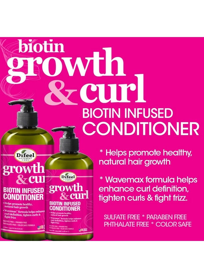 Growth And Curl Biotin Shampoo 12Oz & Conditioner 12Oz 2Pc Gift Box Curly Hair Shampoo & Curly Hair Conditioner Boxed Gift Set