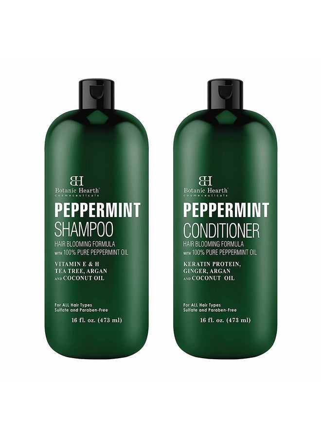 Peppermint Oil Shampoo And Conditioner Set Hair Blooming Formula With Keratin Fights Hair Loss & Thinning Promotes Hair Growthsulfate Free For Men And Women 16 Fl Oz X 2