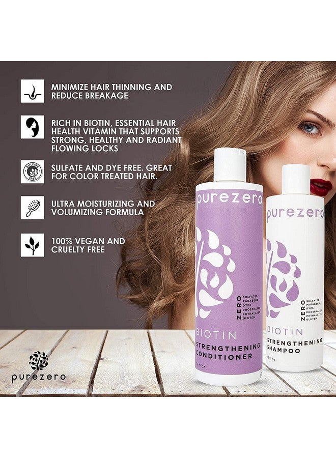 Biotin Shampoo & Conditioner Set Anti Thinning Formula Volumizing Thicker Fuller Hair Zero Sulfates Parabens Dyes Gluten 100% Vegan & Cruelty Free Great For Color Treated Hair