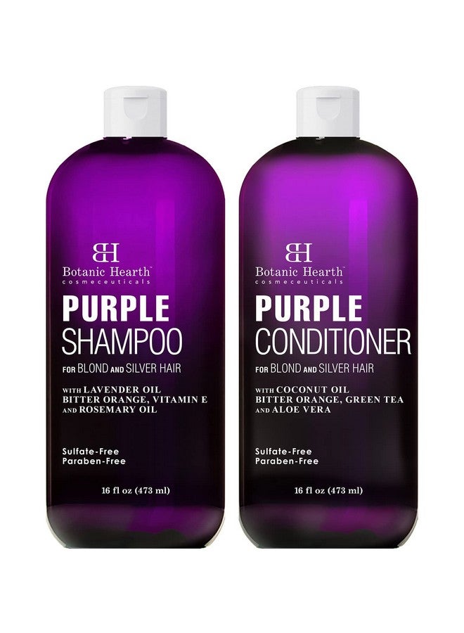 Purple Shampoo And Conditioner Set For All Shades Of Blonde Silver And Gray Hair Enhances Highlights Sulfate Free Paraben Free 16 Fl Oz Each