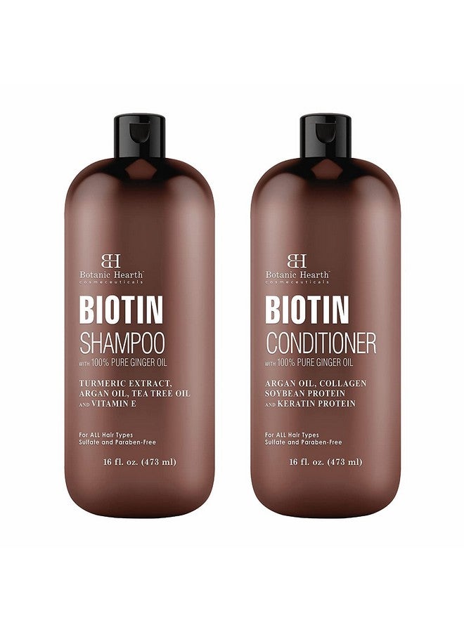 Biotin Shampoo And Conditioner Set With Ginger Oil & Keratin For Hair Loss And Thinning Hair Fights Hair Loss Sulfate Free For Men And Women 16 Fl Oz Each