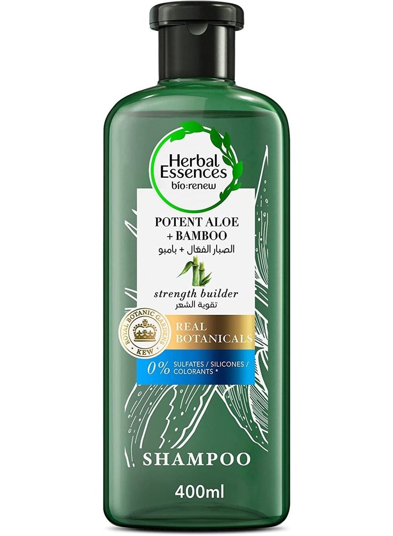 Herbal Essences Natural Formula No Sulfate Hair Strengthening Shampoo with Active Aloe Vera and Bamboo for Dry Hair and Moisturizing Hair 400 ml