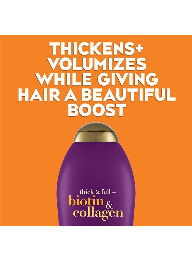 Thick & Full + Biotin & Collagen Extra Strength Volumizing Shampoo + Conditioner with Vitamin B7 & Hydrolyzed Wheat Protein for Fine Hair, 25.4 oz Pack of 2