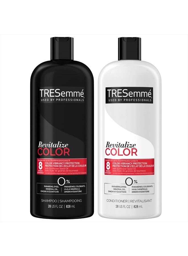 Tresemme Shampoo and Conditioner Set, Color Revitalize, Protects Hair Color for Weeks with Sunflower Seed Oil for Healthy Hair, 28 Fl Oz each