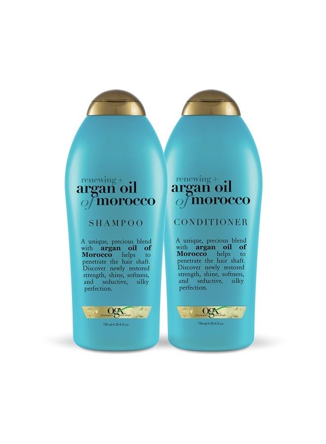 Renewing + Argan Oil of Morocco Shampoo & Conditioner, 25.4 Fl Oz 2 count (Pack of 1)