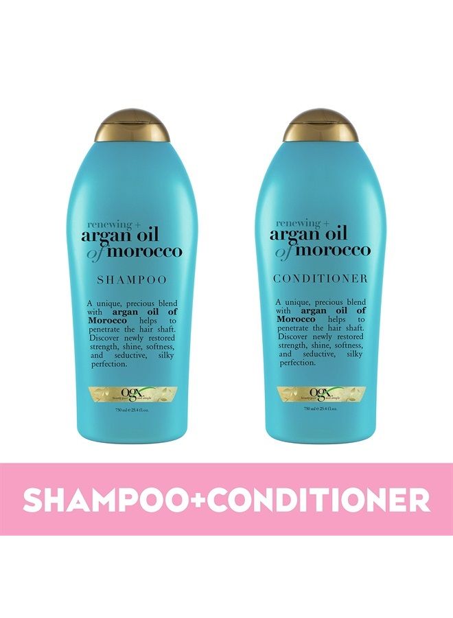 Renewing + Argan Oil of Morocco Shampoo & Conditioner, 25.4 Fl Oz 2 count (Pack of 1)