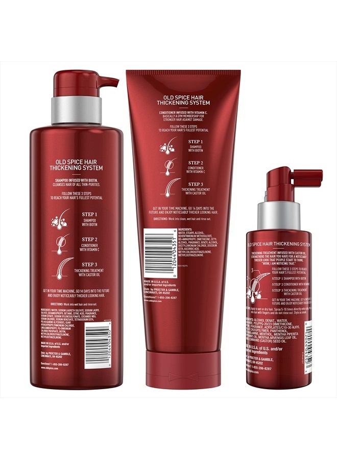 Hair Thickening Bundle For Men, Biotin Shampoo, Vitamin C Conditioner, and Castor Oil Treatment