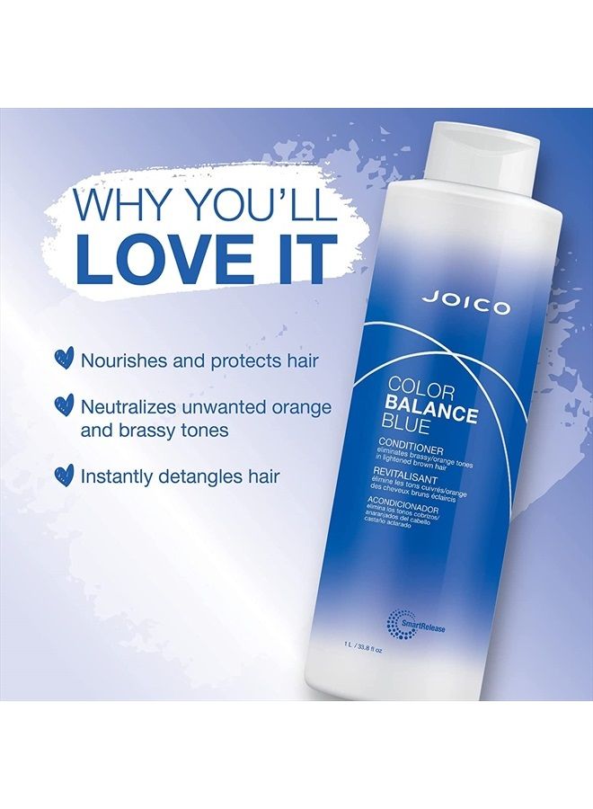 Color Balance Blue Shampoo & Conditioner Set | Eliminate Brassy and Orange Tones | For Lightened Brown Hair