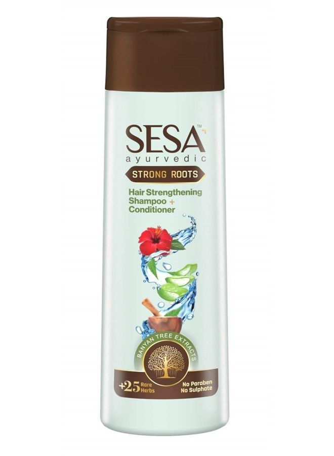 Sesa Ayurvedic Strong Roots Hair Strengthing Shampoo + Conditioner for Hair Fall Control and Hair Growth All Hair Types Paraben Free & Sulphate Free 200 ml (Pack of 1) Strong Roots Shampoo+Condit