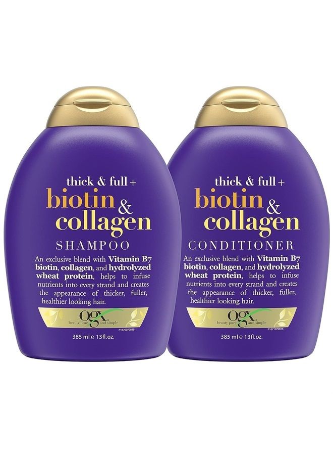 Thick & Full + Biotin & Collagen Shampoo & Conditioner Set, (packaging may vary), Purple, 13 Fl Oz (Pack of 2)