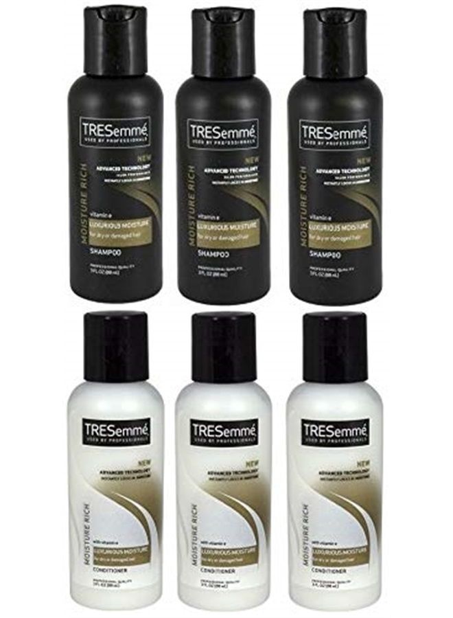 TRESemme Moisture Rich Shampoo & Conditioner, 3 Fl. Oz. Travel Size (3 Duo Sets)