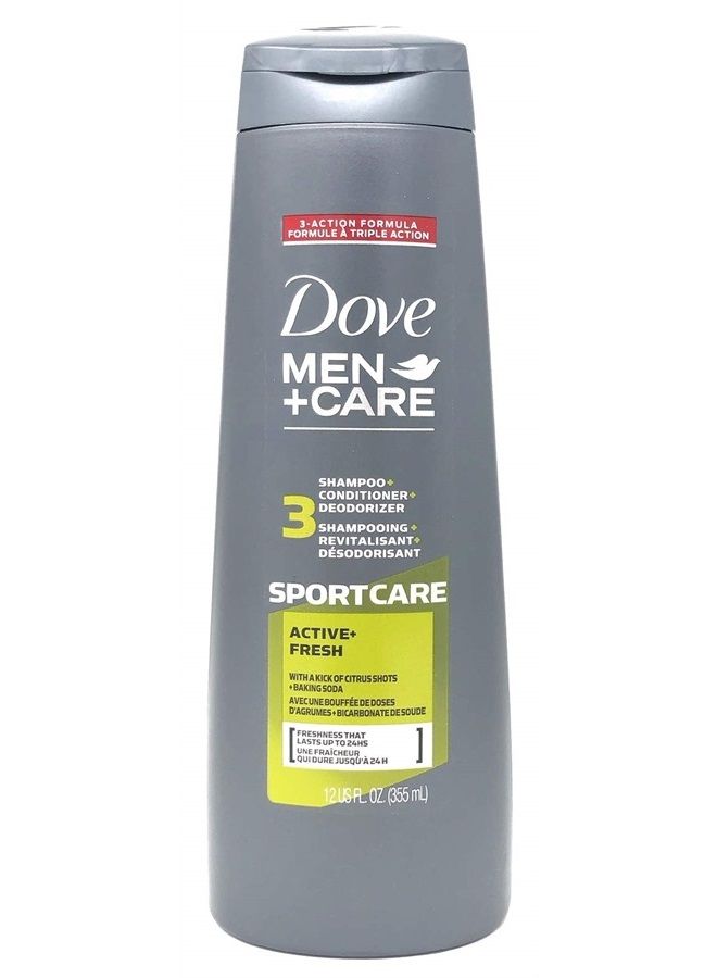 Men+Care 2-in-1 Shampoo and Conditioner, Sportcare Active Fresh, 12 oz (Pack of 2)