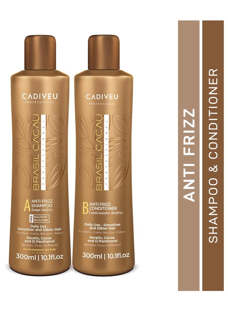 CADIVEU Brasil Cacau Anti Frizz Shampoo and conditioner 300ml Pack of 2